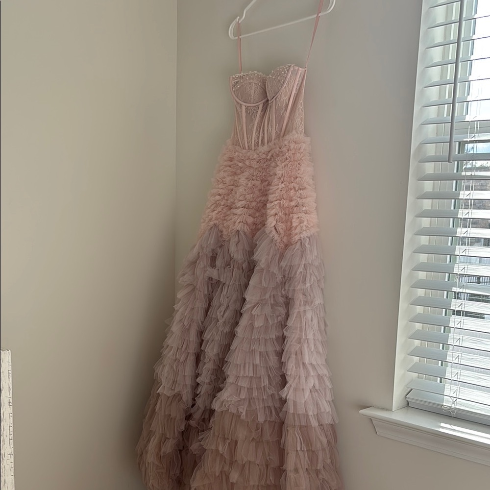 Elegant Pink Ombré Layered Gown